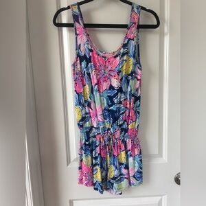 Lilly Pulitzer Vibrant Pink and Blue Floral Romper